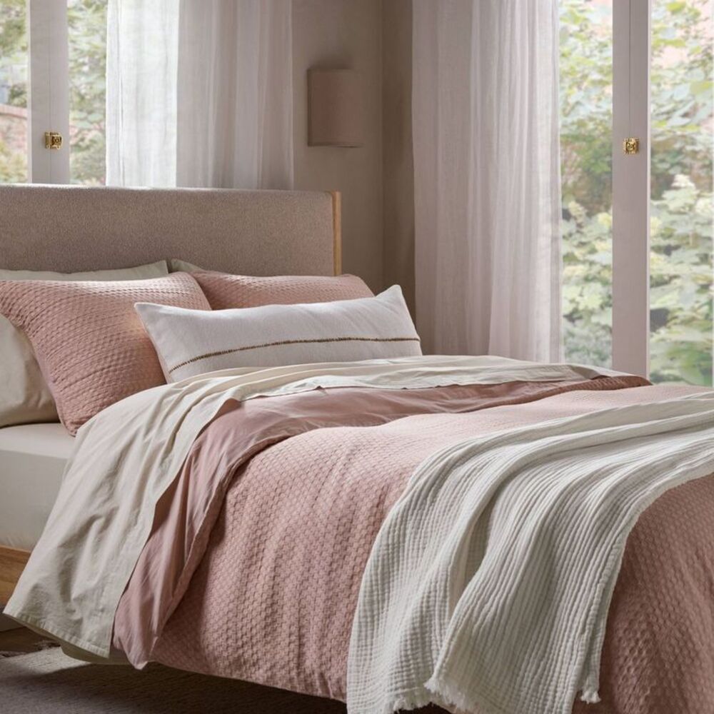 Open Box - Parachute - Full/Queen Honeycomb Cotton Duvet Cover & Sham Set Petal - Picture 4 of 4